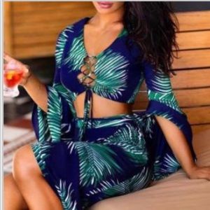 2 piece crop top and skirt set!